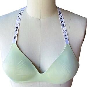 VICTORIA'S SECRET Lime Green T-Shirt Lined Padded Wireless Bra ~ Womens Size 32B
